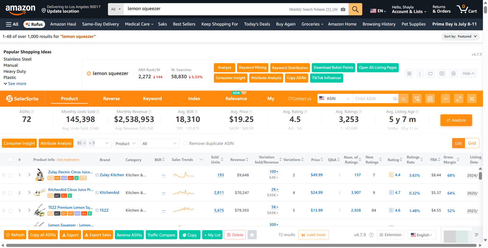 SellerSprite Chrome Extension