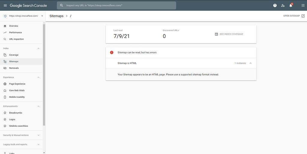 No Referring Sitemaps Detected