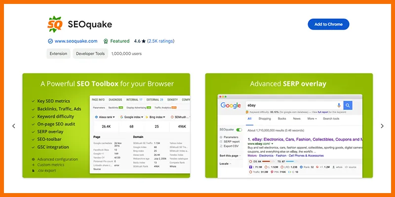 SEOquake Chrome Extension
