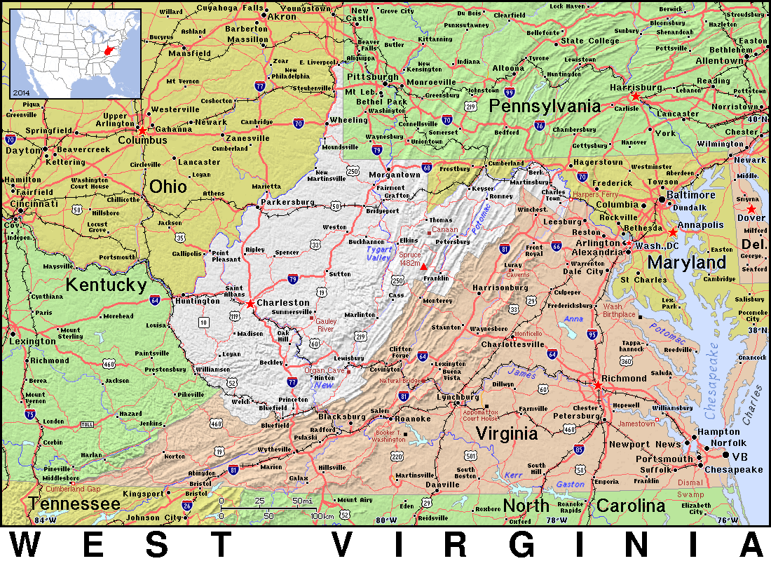 West Virginia Map